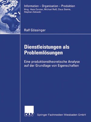 cover image of Dienstleistungen als Problemlösungen